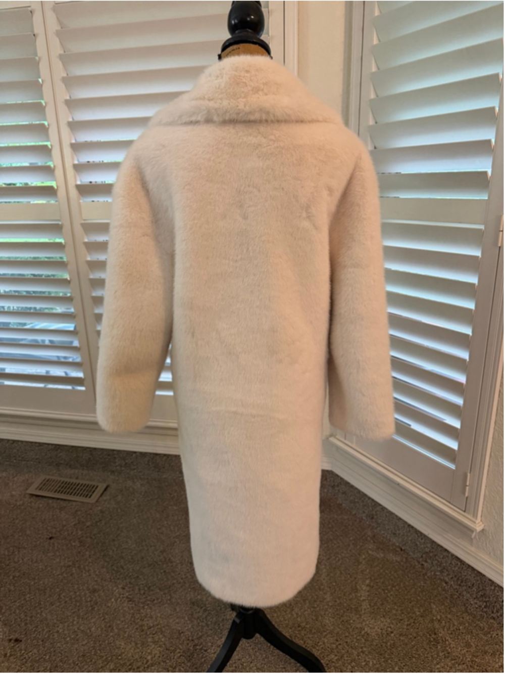 Avec Les Filles White Long Faux Fur Double Breasted Coat XS/S - Picture 3 of 6